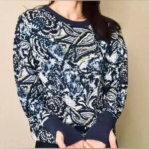 JOIE light sweatshirt top pullover 124891 cotton blue white gold long sleeve L